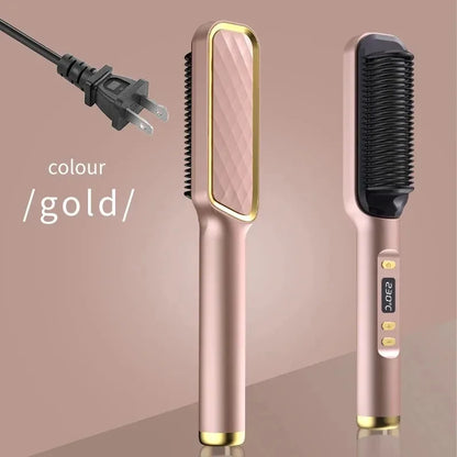 Pente Alisador Elétrico Multifuncional | Escova Alisadora de Cabelo | Iões Negativos | Anti-Queimadura | Ferramenta de Styling | Escova Alisadora