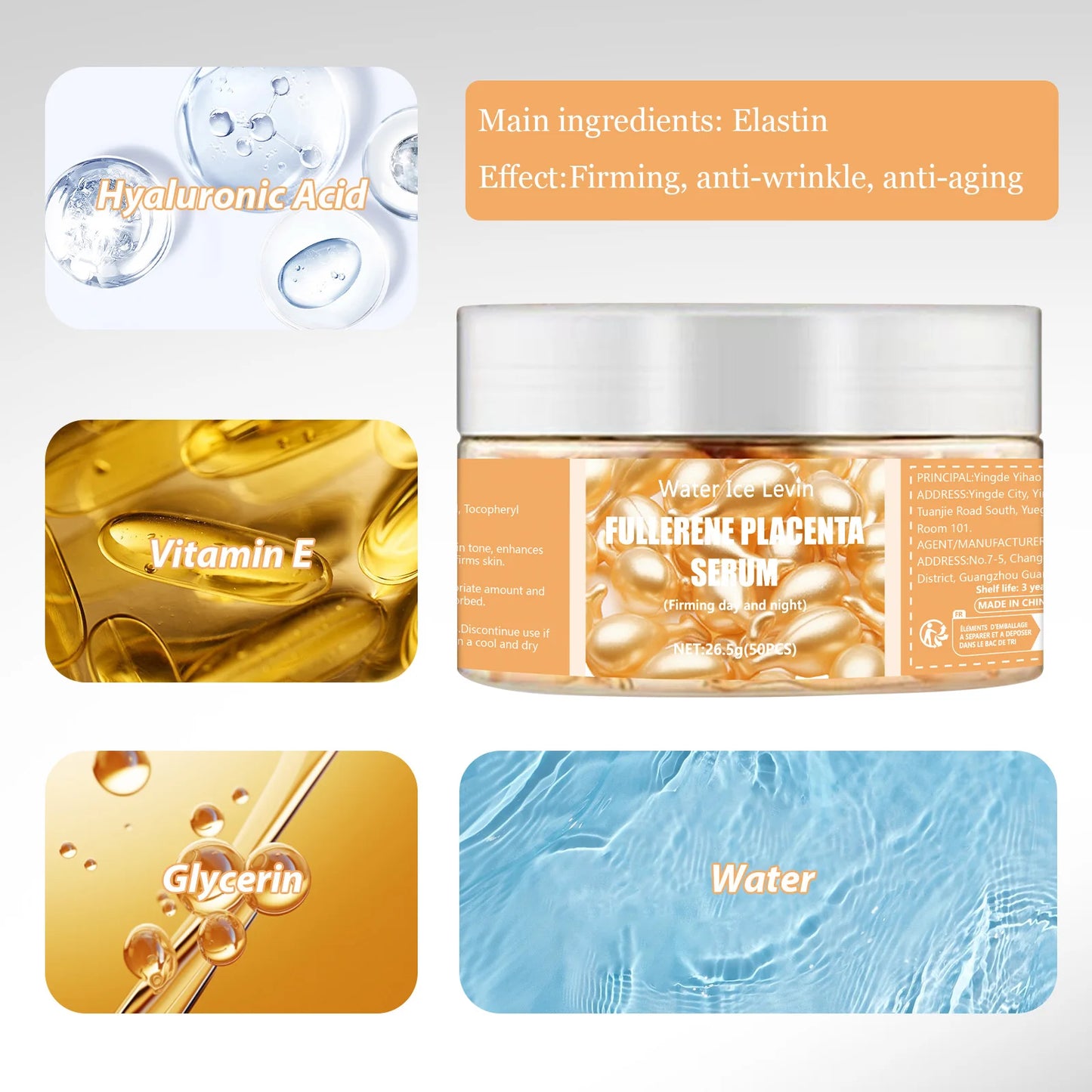 Cápsulas de Soro de Colágeno 50pcs | Anti-Rugas e Firmeza para Pele Jovem