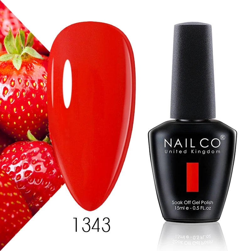 Verniz Gel NAILCO 15ml Série Vermelho Escuro – Cores Glitter UV Manicure Profissional Semi-Permanente