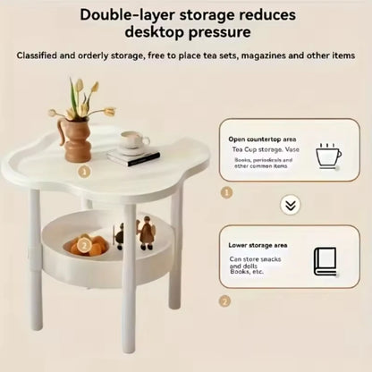 Mesa de Café 2 Níveis Plástico - Mesa Lateral Arrumação Quarto Sala Estilo Moderno