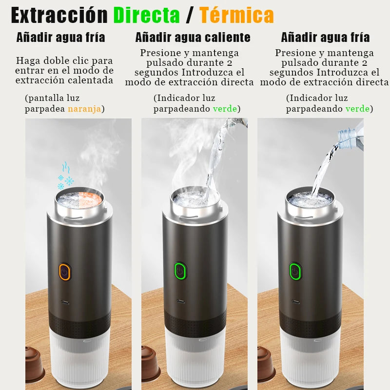 Máquina de Café Portátil 3-em-1 | Cápsula & Pó | Carro, Casa e Camping