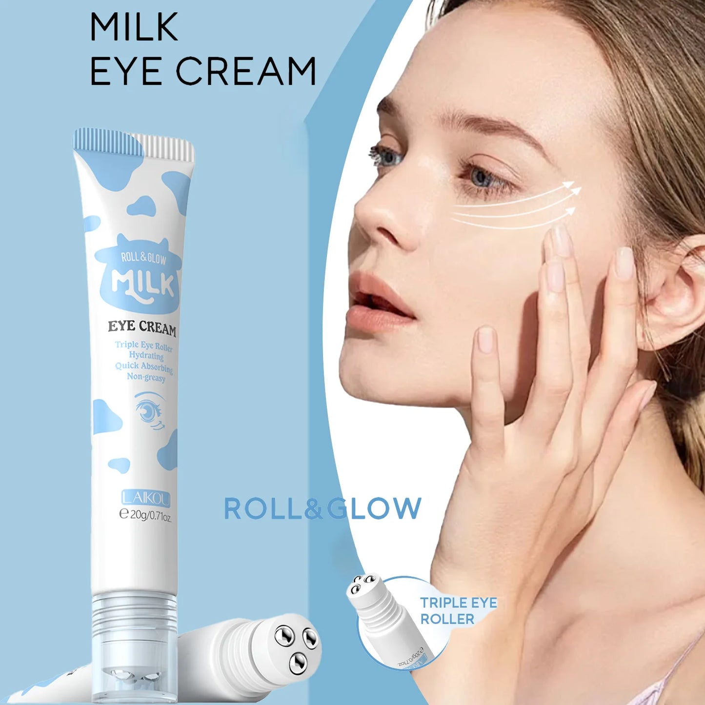 Creme Olhos LAIKOU Leite 20g – Olheiras Bolsas Firmeza Reduz Inchaço Hidratante Contorno Olhos