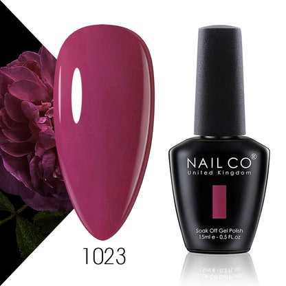 Verniz Gel NAILCO 15ml Série Vermelho Escuro – Cores Glitter UV Manicure Profissional Semi-Permanente