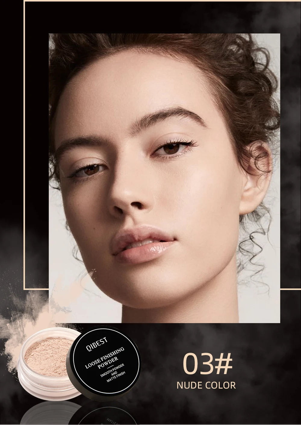 Pó Solto QIBEST 4 Cores 6g - Matte Acabamento Aveludado Controlo Oleosidade Impermeável Longa Duração