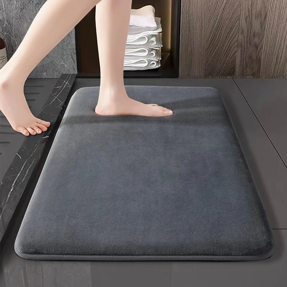 Tapete de Banho Super Absorvente Antiderrapante | Veludo Coral Premium