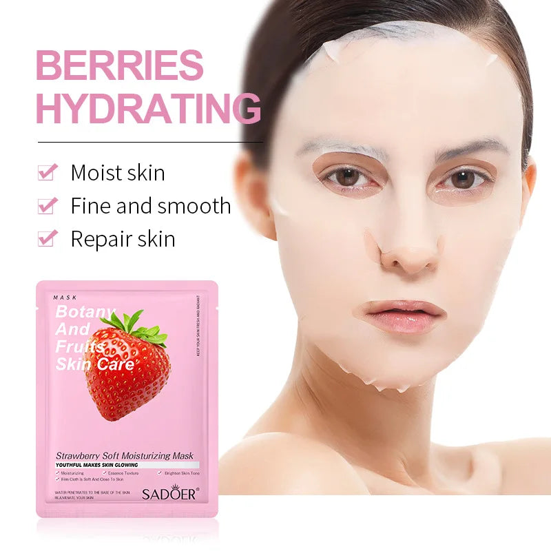 Máscara Facial Folha Frutas Plantas Naturais – Hidratante Controlo Oleosidade Iluminador Reduz Poros