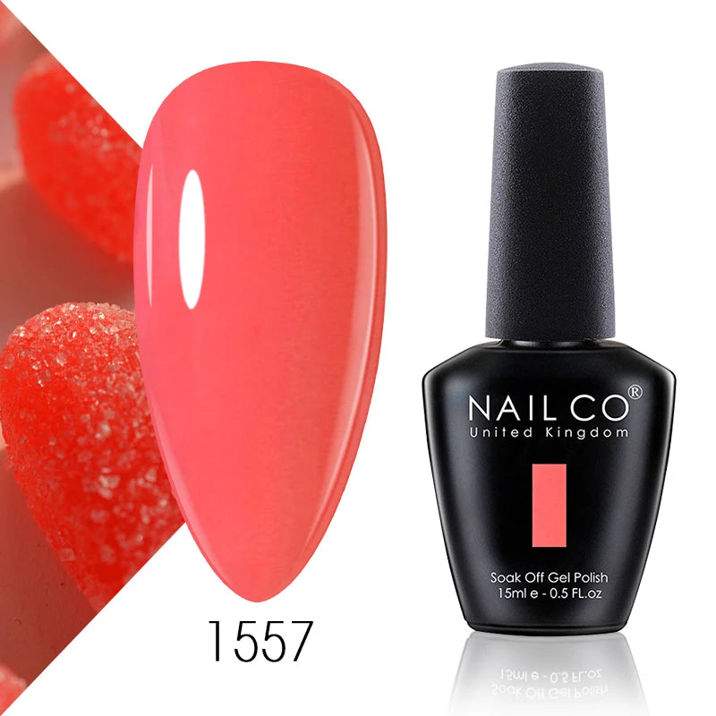 Verniz Gel NAILCO 15ml Série Vermelho Escuro – Cores Glitter UV Manicure Profissional Semi-Permanente