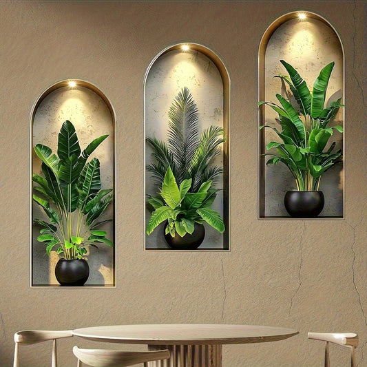 Autocolante de Parede Arco com Plantas | Decoração Nórdica em PVC para Sala e Quarto