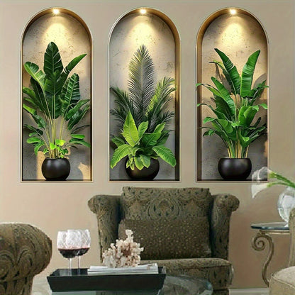 Autocolante de Parede Arco com Plantas | Decoração Nórdica em PVC para Sala e Quarto