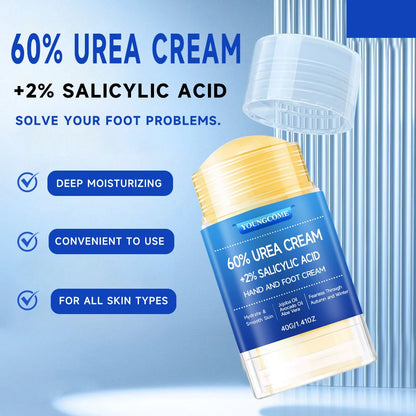 Creme Ureia 60% para Pés com Ácido Salicílico 2% Força Máxima Hidratante Ácido Hialurônico Tea Tree