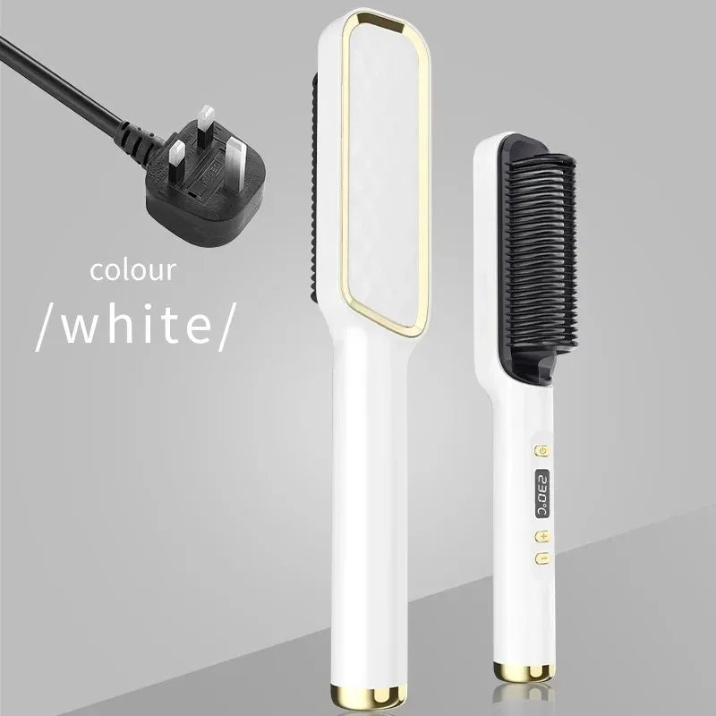 Pente Alisador Elétrico Multifuncional | Escova Alisadora de Cabelo | Iões Negativos | Anti-Queimadura | Ferramenta de Styling | Escova Alisadora