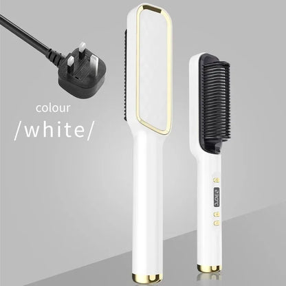 Pente Alisador Elétrico Multifuncional | Escova Alisadora de Cabelo | Iões Negativos | Anti-Queimadura | Ferramenta de Styling | Escova Alisadora