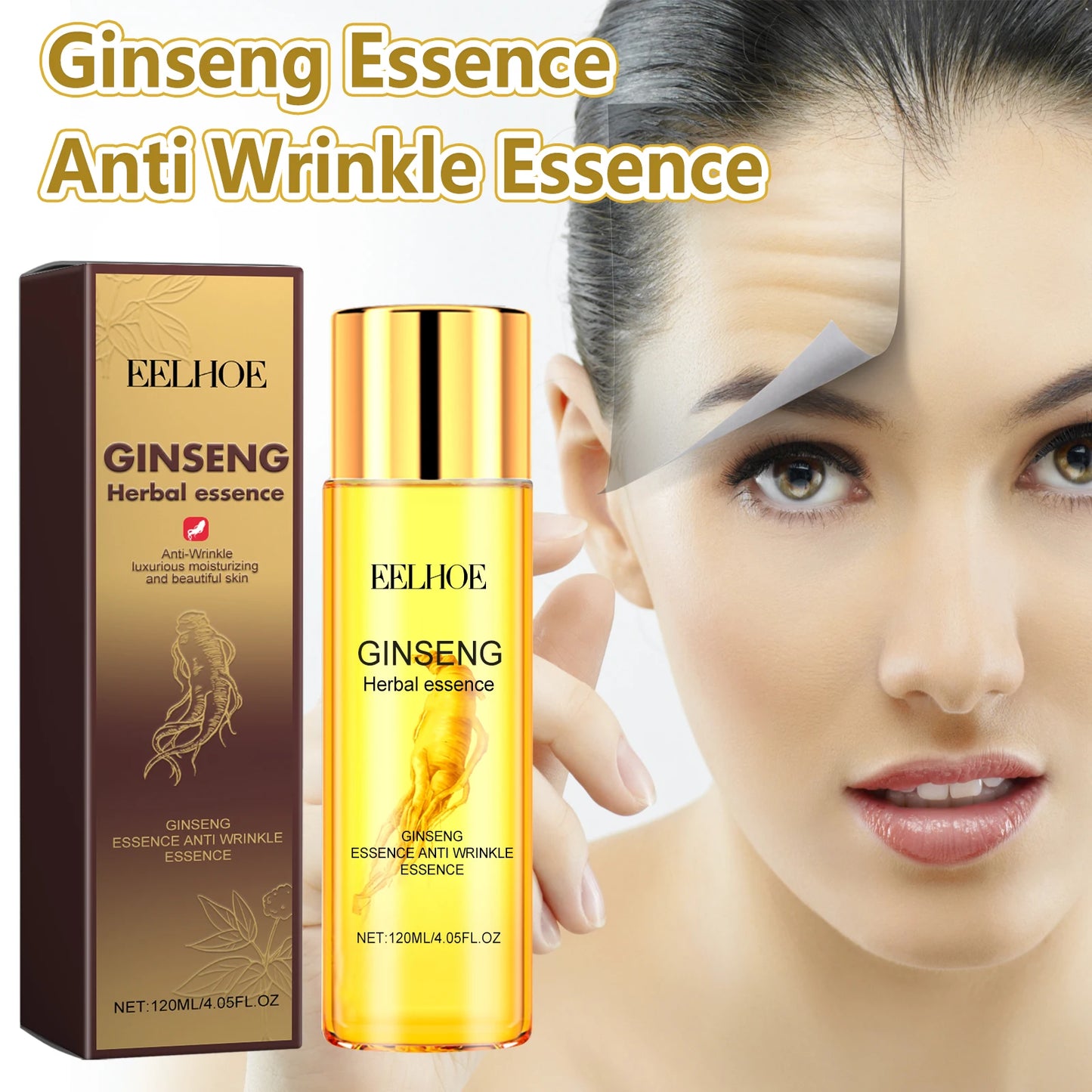 Sérum Anti-Rugas EELHOE Ginseng Polipeptídeo – Óleo Essencial Anti-Idade Firmeza Hidratante Suaviza Pele Reduz Linhas Finas