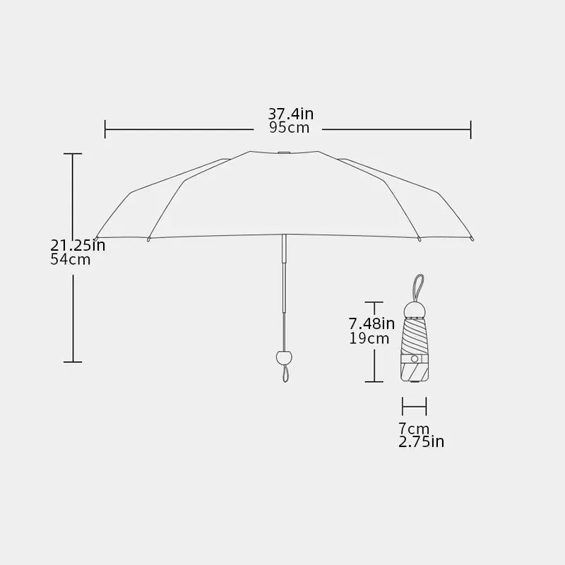 Guarda-Sol Anti-UV Dupla Função Compacto – Chapéu Chuva Proteção Solar UPF50+ Dobrável Mini Cápsula