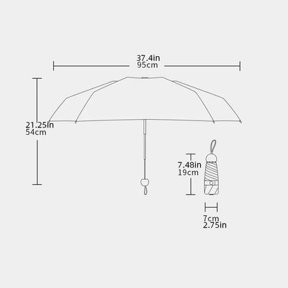 Guarda-Sol Anti-UV Dupla Função Compacto – Chapéu Chuva Proteção Solar UPF50+ Dobrável Mini Cápsula