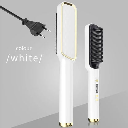 Pente Alisador Elétrico Multifuncional | Escova Alisadora de Cabelo | Iões Negativos | Anti-Queimadura | Ferramenta de Styling | Escova Alisadora