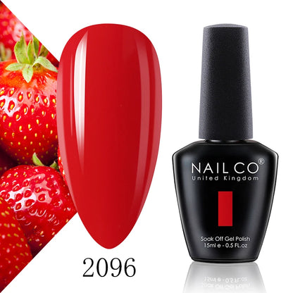 Verniz Gel NAILCO 15ml Série Vermelho Escuro – Cores Glitter UV Manicure Profissional Semi-Permanente