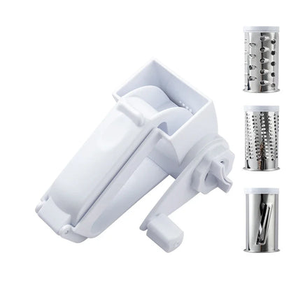 Ralador Queijo Rotativo Manual 3 em 1 - Ralador Multifuncional Aço Inox Manivela Cozinha Criativo
