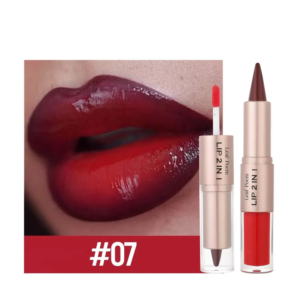 Lápis Labial 2 em 1 Delineador Mate – Gradiente Nude Castanho Gloss Espelho À Prova de Água Contorno Lábios