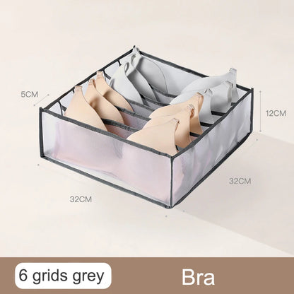 Organizador de Gavetas para Meias e Roupa Interior | Caixa Separadora com 7 Divisórias | Organizador Dobrável para Sutiãs, Calças e Jeans | Ideal para Quarto, Roupeiro e Dormitório