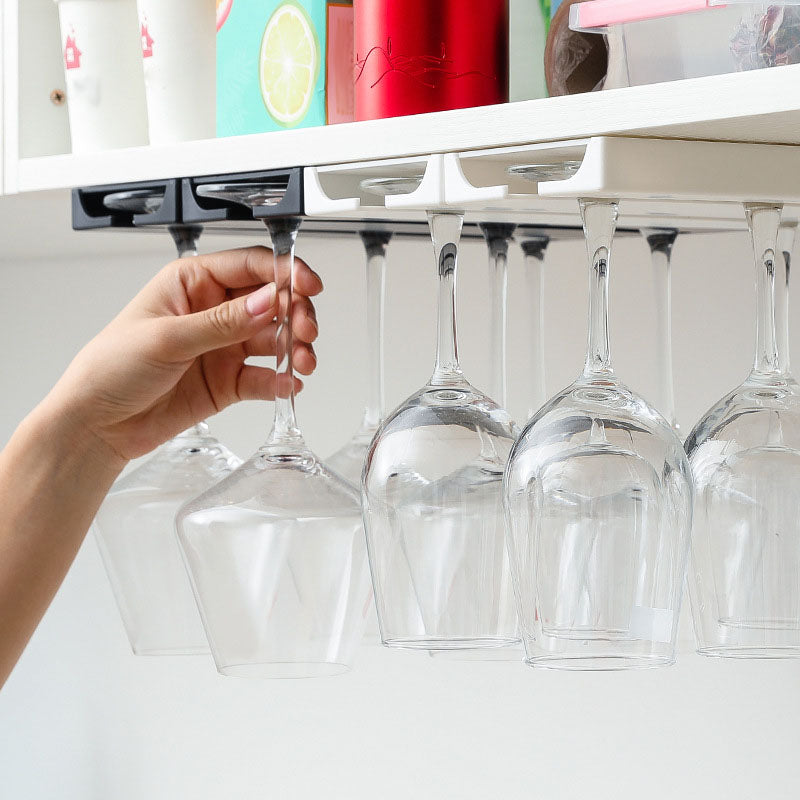 Suporte de Taças para Parede Sem Ferramentas – Expositor de Copos em Plástico Reforçado | Armazenamento de Taças de Vinho para Cozinha ou Bar | Economia de Espaço