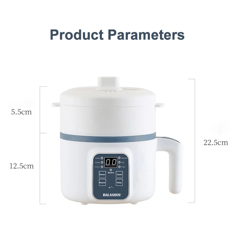 Panela de Arroz Elétrica 1,7L — Multicooker Antiaderente com Cesto a Vapor 220V