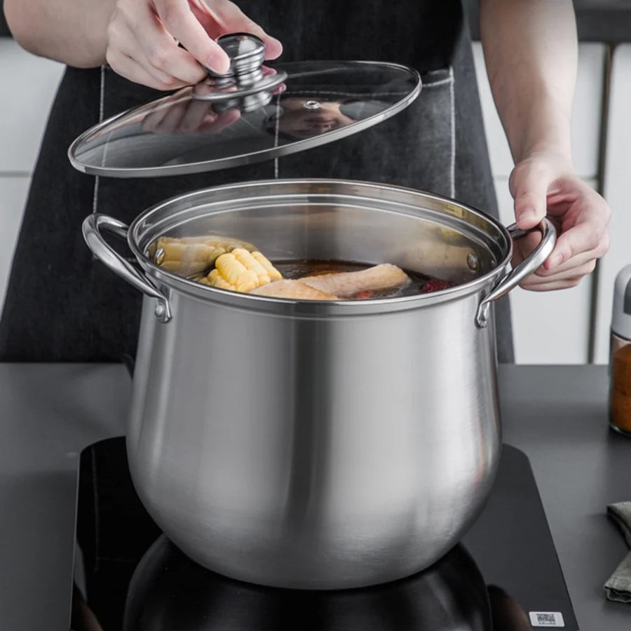 Panela de Inox Grande | Ideal para Sopas, Guisados e Cozinhados