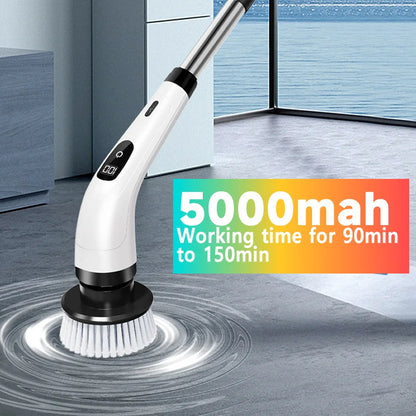 Escova Elétrica Limpeza 7-em-1 Sem Fios - 5000mAh IPX6 Extensível | Casa de Banho Cozinha