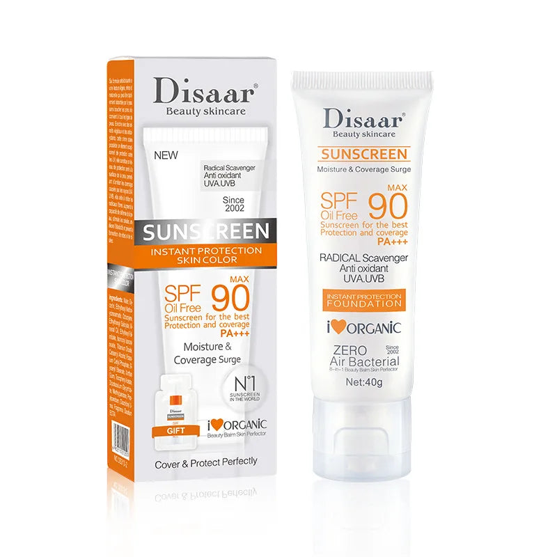 Creme Solar Facial SPF90+ & SPF50+ DISAAR | Hidratante, Resistente à Água e Proteção UV Total