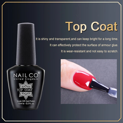Verniz Gel NAILCO 15ml UV/LED Sem Hema/TPO – Base e Top Coat Profissional Semi-Permanente