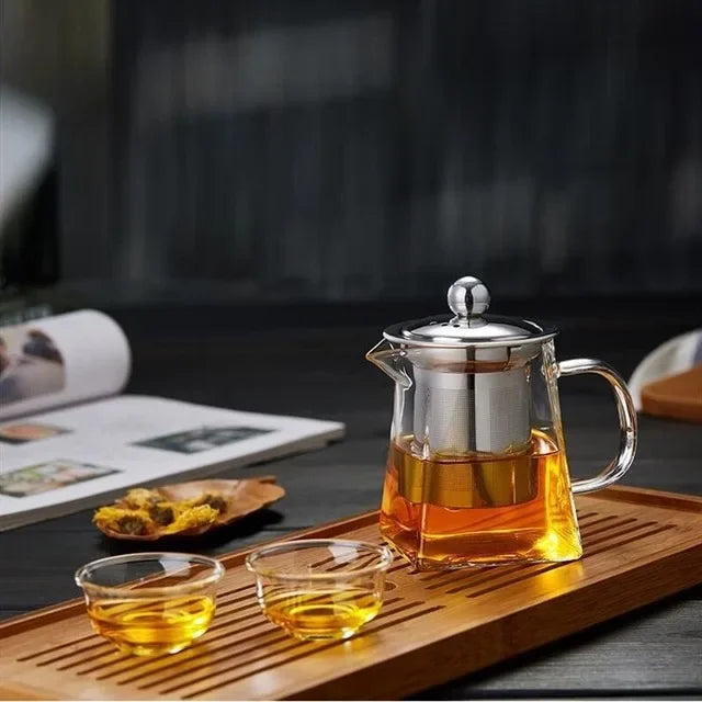 Bule de Vidro com Infusor Inox | Chaleira Elegante para Chá e Café