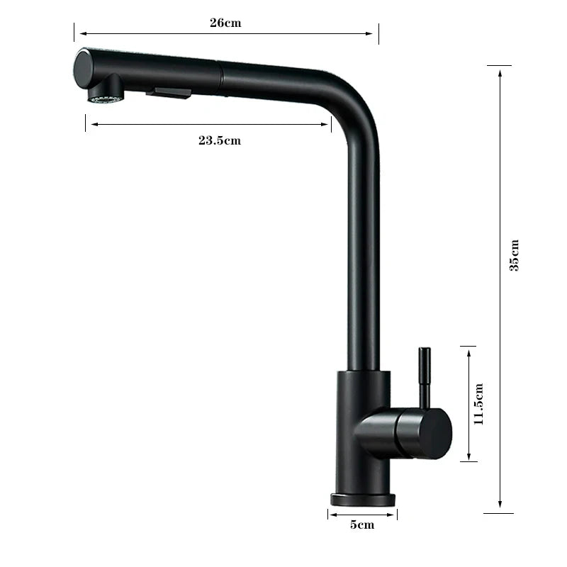 Torneira Cozinha Preta 360° Aço Inoxidável - Design Moderno com Rotação Completa