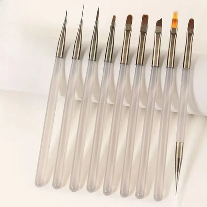 Conjunto 9 Pincéis Nail Art para Pintura | Ferramentas Profissionais para Designs e Detalhes