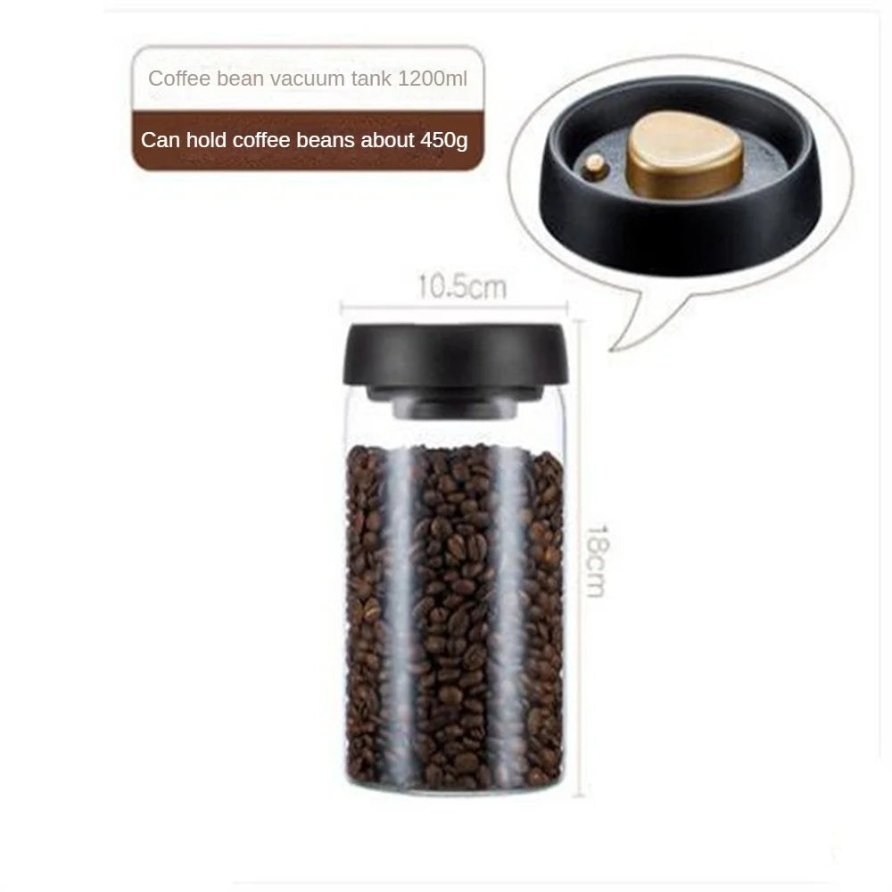 Frasco de Vidro Hermético para Café e Chá – Armazenamento a Vácuo Anti-Humidade | 1 Un.