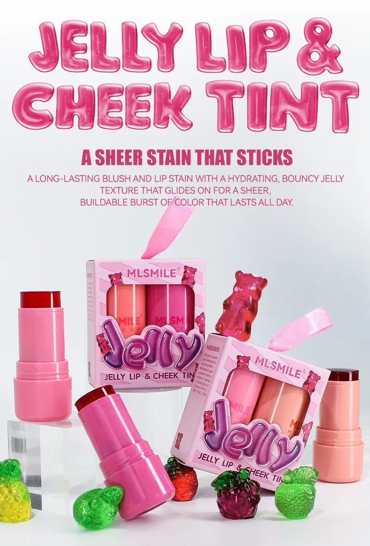 Kit 2 Blush Stick Jelly 2 em 1 Lábios e Rosto – Hidratante Longa Duração | MLSMILE