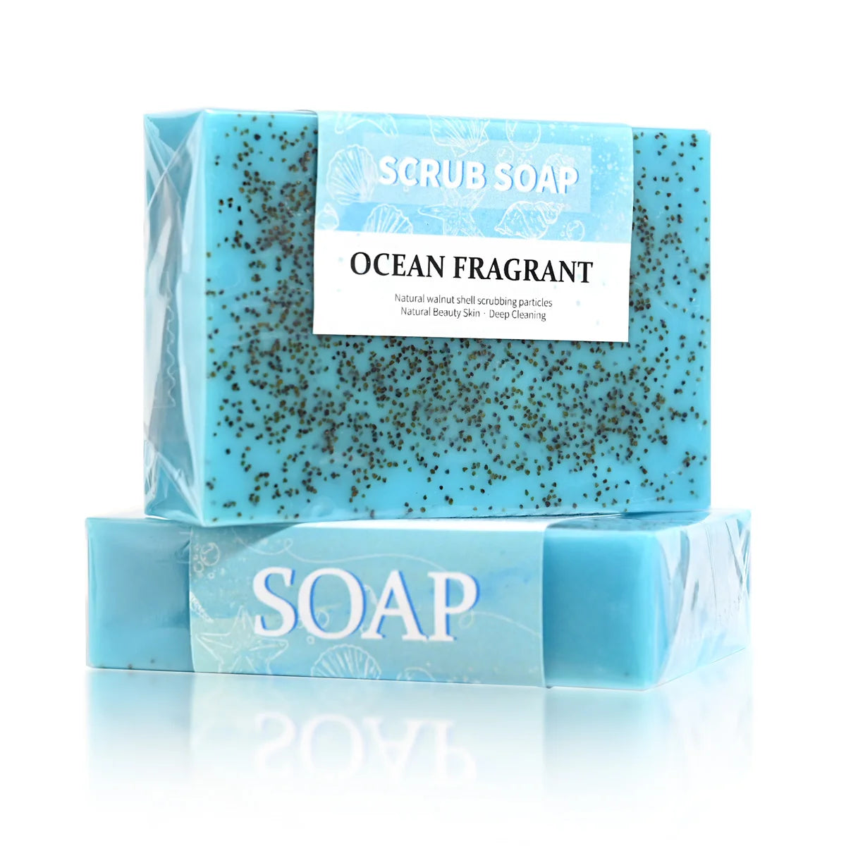 Sabonete Artesanal Sal Marinho 100g – Remove Acne Limpeza Profunda Partículas Noz Hidratante Clareador Glicerina