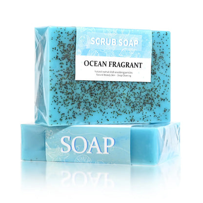Sabonete Artesanal Sal Marinho 100g – Remove Acne Limpeza Profunda Partículas Noz Hidratante Clareador Glicerina
