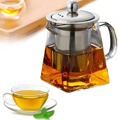 Bule de Vidro com Infusor Inox | Chaleira Elegante para Chá e Café