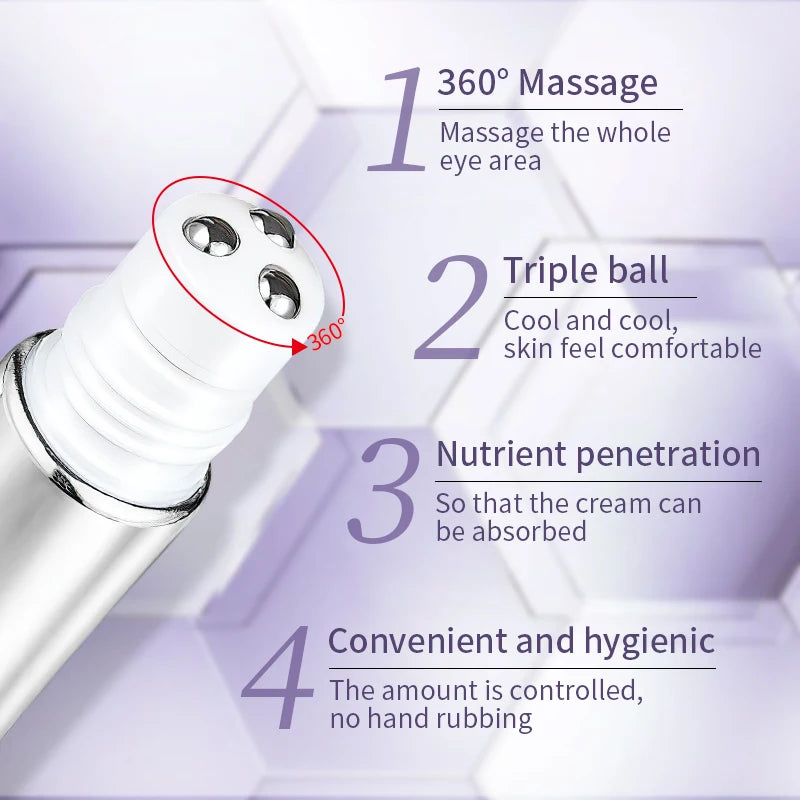 Creme Olhos O'CHEAL Anti-Rugas Círculos Escuros – Massageador Roller Hidratante Bolsas Olhos Anti-Idade Ácido Hialurónico