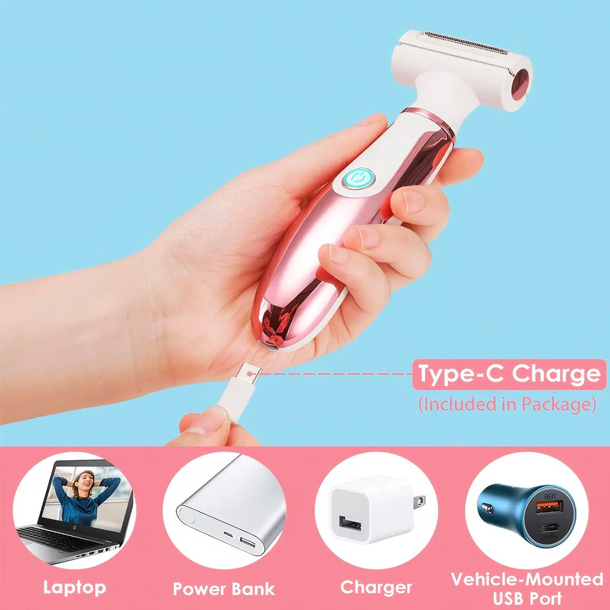 Depilador Elétrico Feminino Recarregável Completo