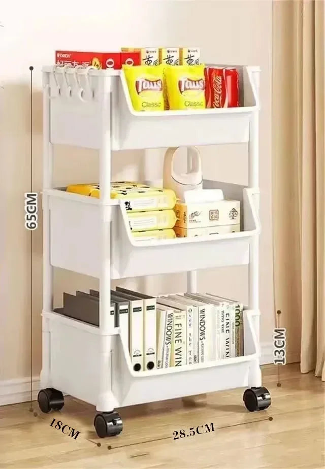 Prateleira Móvel Premium 4 Níveis com Rodas Organizador Versátil Cozinha Casa Banho Escritório Arrumação