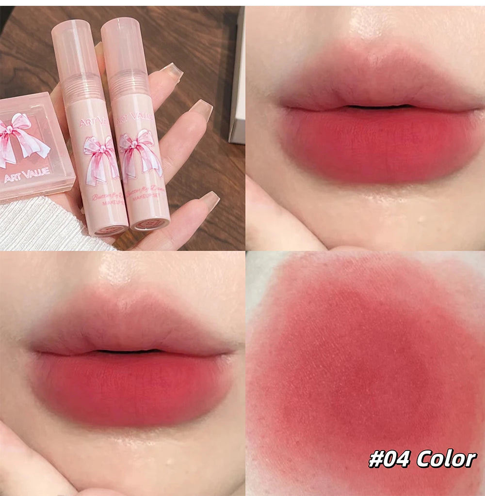Conjunto de Batons Mate 6 Peças | Kit Veludo Nude com Blush e Colar Presente