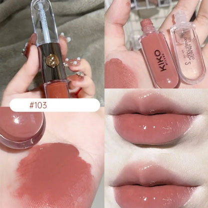 Batom Dupla Ponta com Espelho | Gloss Volumizador que Não Desbota