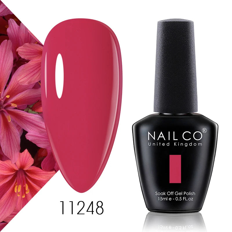 Verniz Gel NAILCO 15ml Série Vermelho Escuro – Cores Glitter UV Manicure Profissional Semi-Permanente