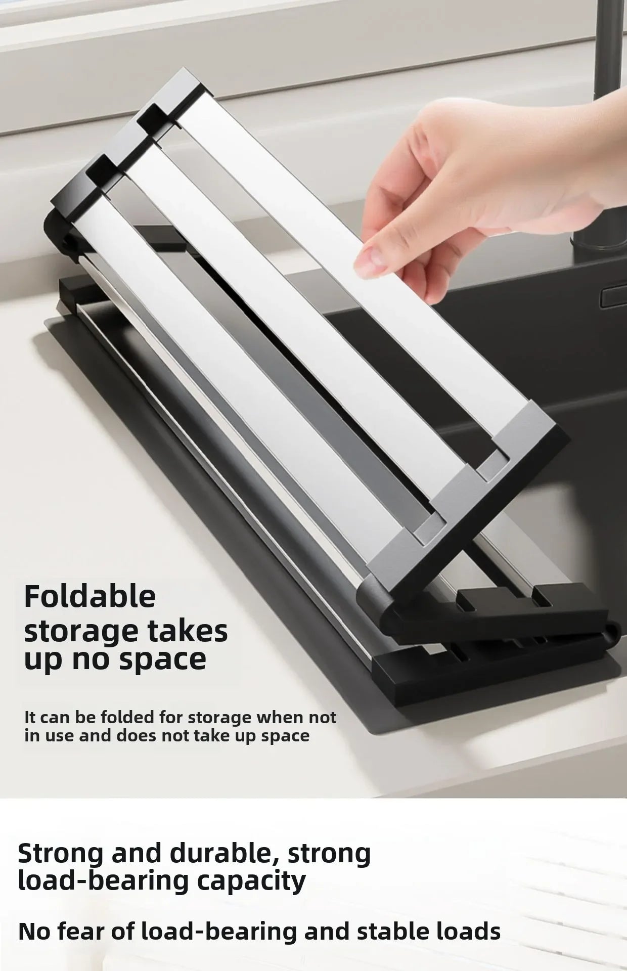 Escorredor Inox Retrátil Lava-Loiça 42x32,5cm – Cesto Organização Pratos e Pauzinhos | Inox 304