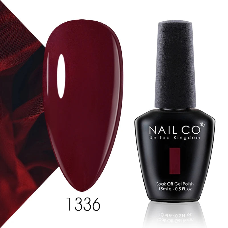 Verniz Gel NAILCO 15ml Série Vermelho Escuro – Cores Glitter UV Manicure Profissional Semi-Permanente