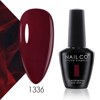 Verniz Gel NAILCO 15ml Série Vermelho Escuro – Cores Glitter UV Manicure Profissional Semi-Permanente
