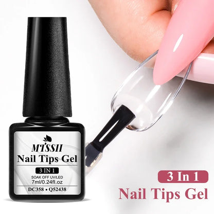 Gel 3-em-1 para Tips Transparente UV/LED - Extensão Unhas com Adesão Forte
