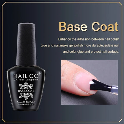 Verniz Gel NAILCO 15ml UV/LED Sem Hema/TPO – Base e Top Coat Profissional Semi-Permanente
