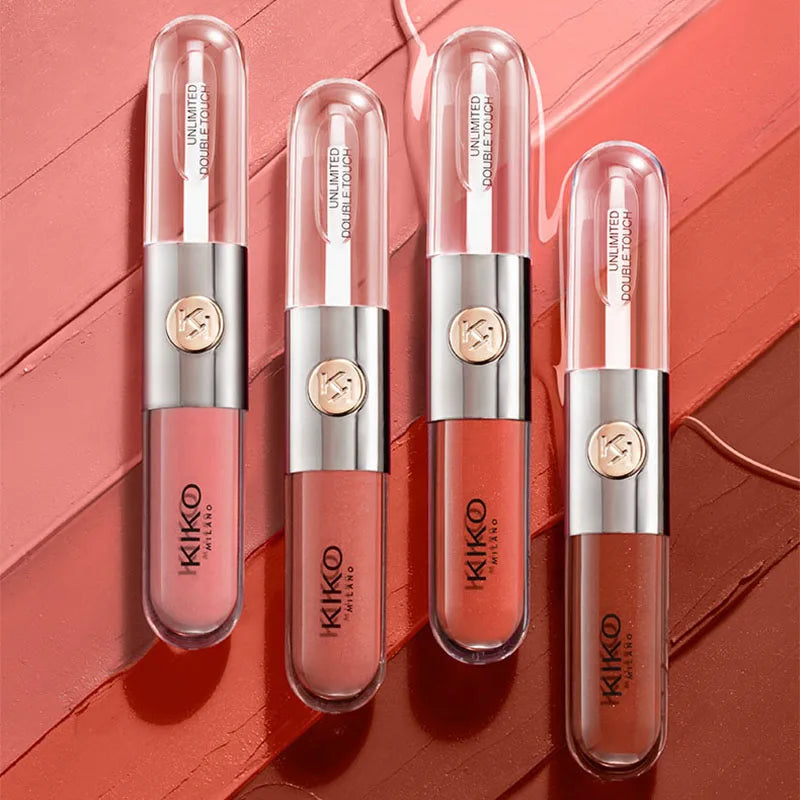 KIKO Batom Duplo com Brilho Labial Espelhado - Hidratante Longa Duração Acabamento Luxuoso